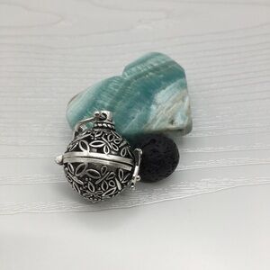 Butterfly Aromatherapy Silver tone Locket.  Lava stone included.